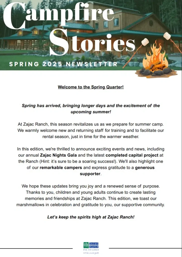 Spring 2025 campfire stories newsletter